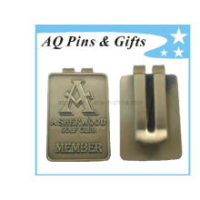 Quadratischer geformter Metallgeldclip mit 3D Logo (Golf-025)
